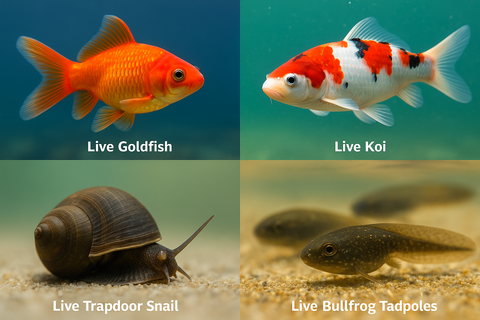 TADPOLES, TRAPDOOR POND SNAILS, & POND FISH